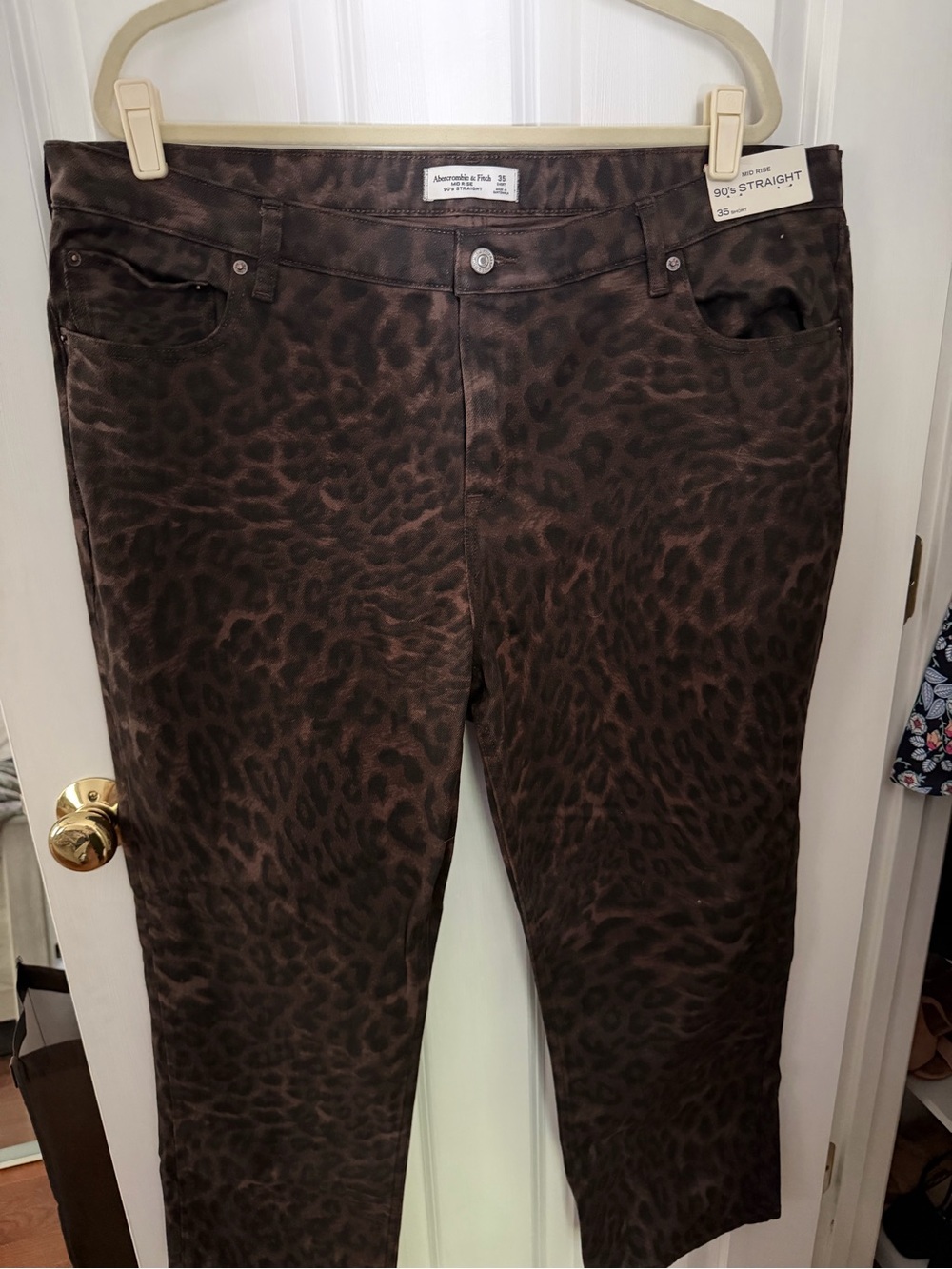 Abercrombie & Fitch Dark Brown Leopard Straight Leg Jeans